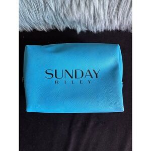 New Sunday Riley Cosmetic Bag Blue zips Travel Makeup